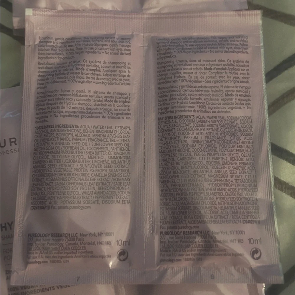 x10 Pureology Hydrate Shampoo & Conditioner Packets (10 sets) - Picture 5 of 11